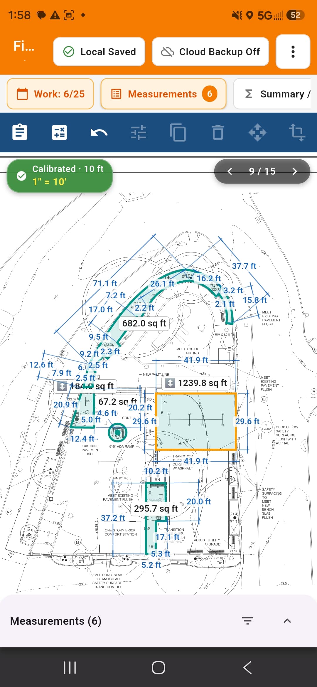 Completed takeoff plan