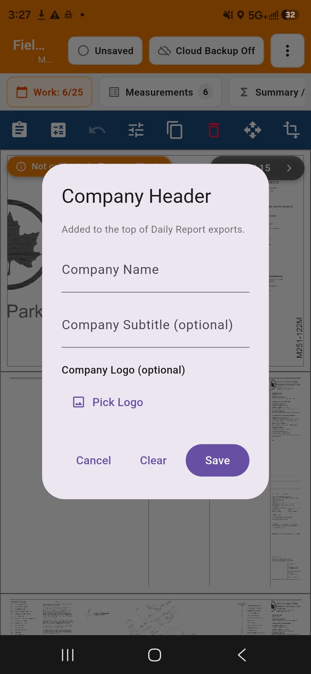 Company header settings